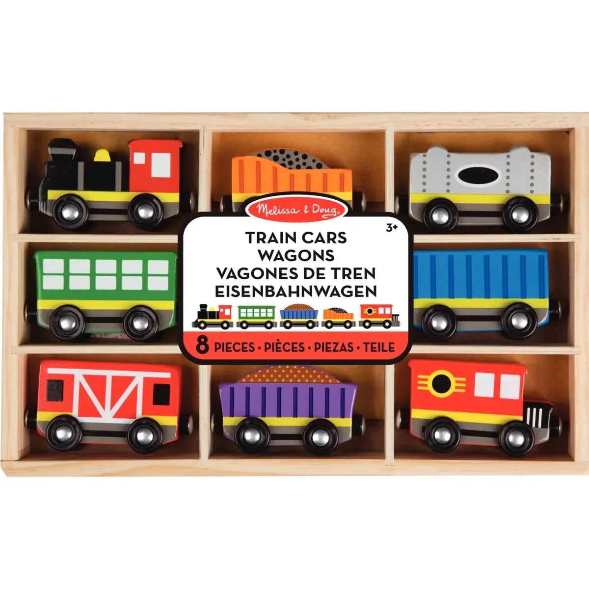 Coffret 1 locomotive + 7 wagons en bois, Melissa & Doug - Ma Rentrée Facile