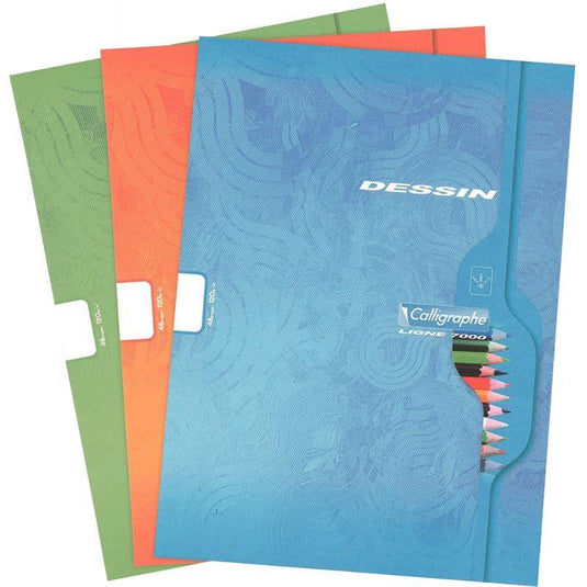 Cahier de dessin 24x32, 48 pages, papier blanc120g, couverture coloris aléatoires, Calligraphe - Ma Rentrée Facile
