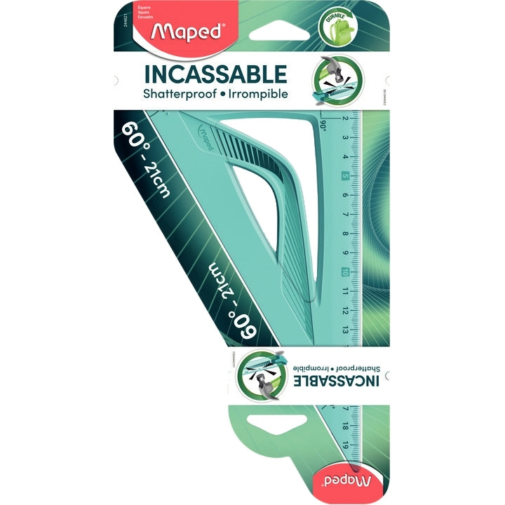 Equerre 60° 21cm incassable Maped Soft, coloris aléatoires