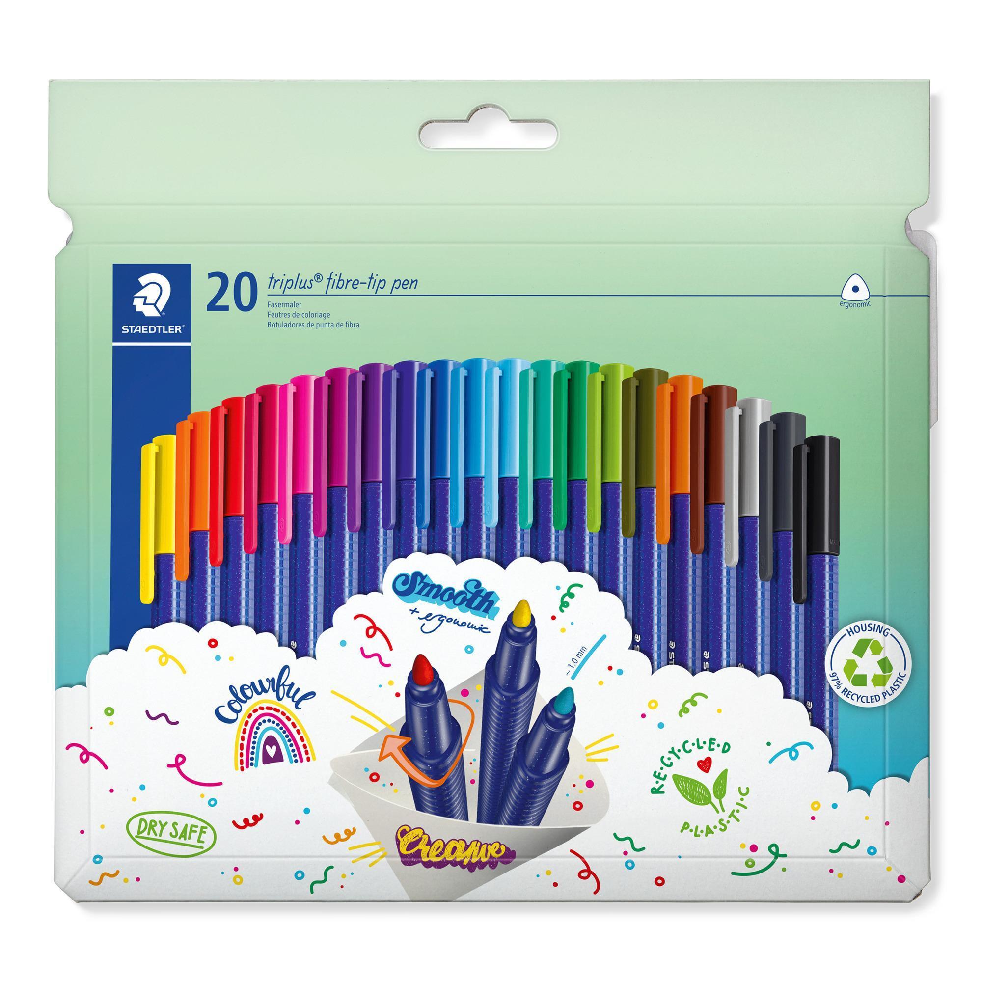 Pochette de 20 feutres triangulaire Triplus Staedler 1 mm