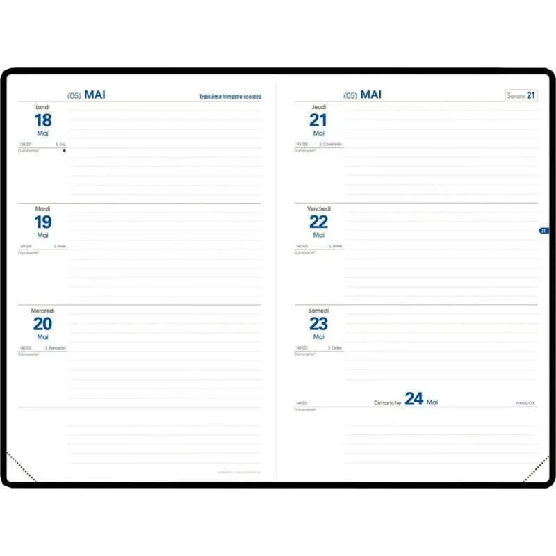 Agenda semainier Texthebdo Quo Vadis noir 16x24, 128 pages - Ma Rentrée Facile