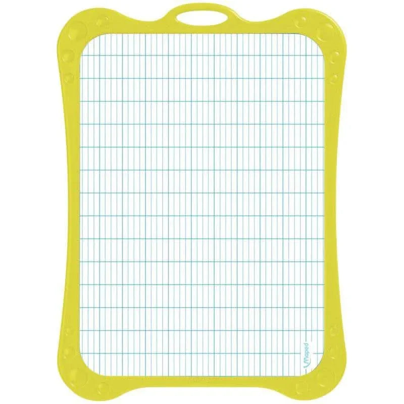 Ardoise effaçable à sec 20 x 28,5 cm + chiffonette + feutre Maped 1 face uni/1 face seyès, coloris aléatoires - Ma Rentrée Facile