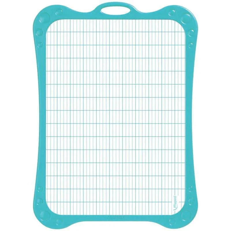 Ardoise effaçable à sec 20 x 28,5 cm + chiffonette + feutre Maped 1 face uni/1 face seyès, coloris aléatoires - Ma Rentrée Facile