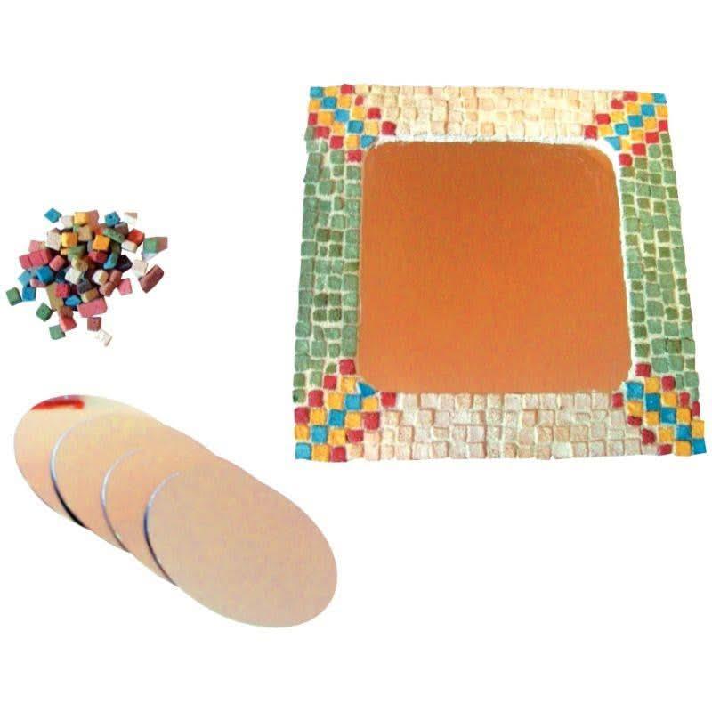 Atelier créatif mosaïques, 12 plaques en bois à décorer avec miroir - Ma Rentrée Facile