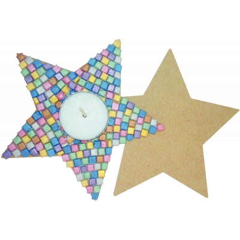 Atelier créatif mosaïques de 12 bougeoirs en forme d'étoile à décorer - Ma Rentrée Facile