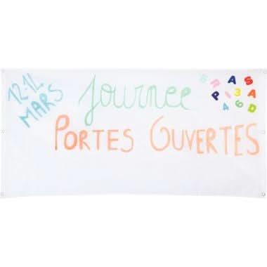 Bannière en polyester blanc 130x62 cm - Ma Rentrée Facile