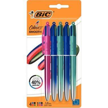 Blister 5 stylos 4 couleurs Smooth Metal - Ma Rentrée Facile