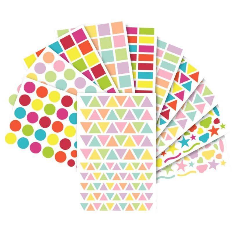 Blister d'environ 1348 gommettes géométriques et fantaisies assorties - Ma Rentrée Facile
