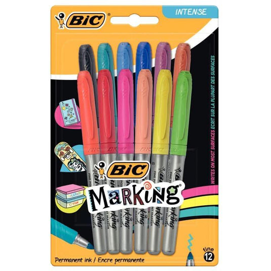 Blister de 12 marqueurs permanents Bic Marking Colors assortis - Ma Rentrée Facile