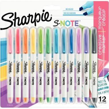 Blister de 12 marqueurs Sharpie Snote assortis - Ma Rentrée Facile