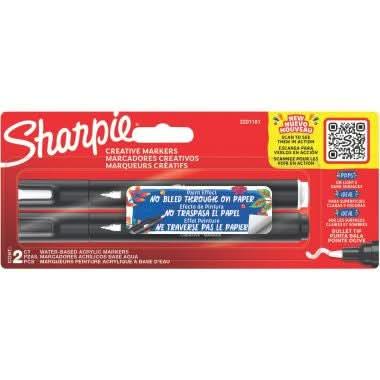 Blister de 2 marqueurs Sharpie créative : noir et blanc - Ma Rentrée Facile