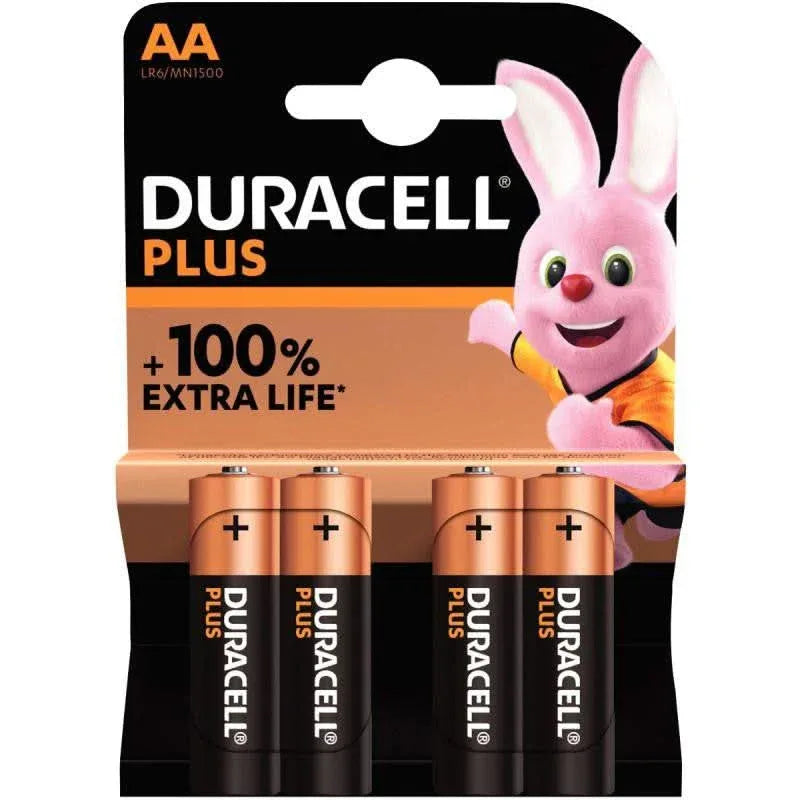 Blister de 4 piles 1.5 V LR06/AA alcaline PLUS DURACELL - Ma Rentrée Facile