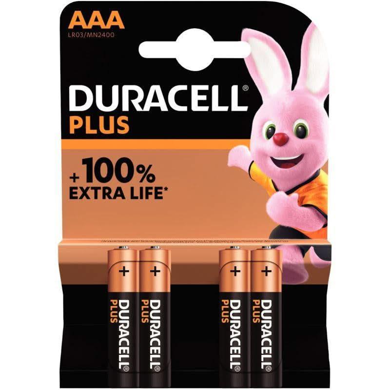Blister de 4 piles 1.5V LR03/AAA alcaline PLUS, DURACELL - Ma Rentrée Facile