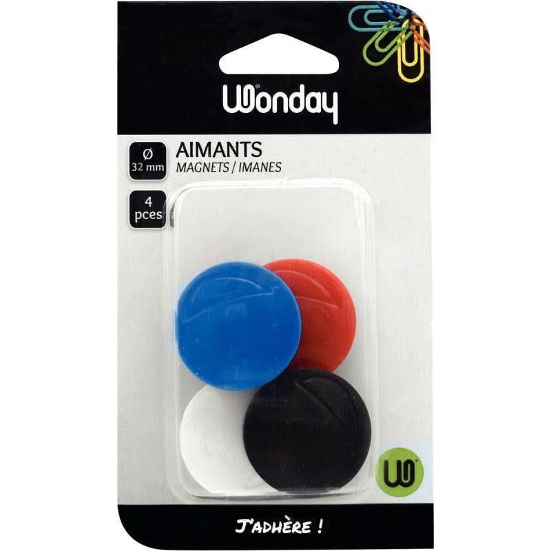 Blister de 4 aimants, diamétre 32 mm assortis - Ma Rentrée Facile