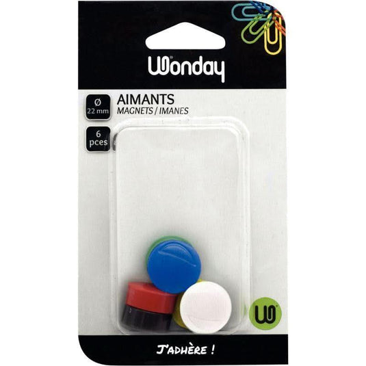 Blister de 6 aimants, diamètre 22 mm assortis - Ma Rentrée Facile