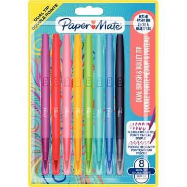 Blister de 8 stylos feutres nylon Flair Dual bi-pointes coloris assortis - Ma Rentrée Facile
