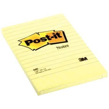 Bloc de 100 feuilles notes repositionnables, 102x152mm, Jaune ligné, Post-It - Ma Rentrée Facile