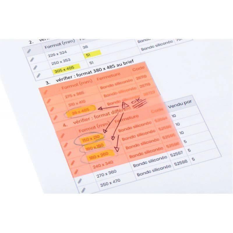Bloc de 100 notes repositionnables transparentes 75 x 75 mm coloris fluo assortis - Ma Rentrée Facile