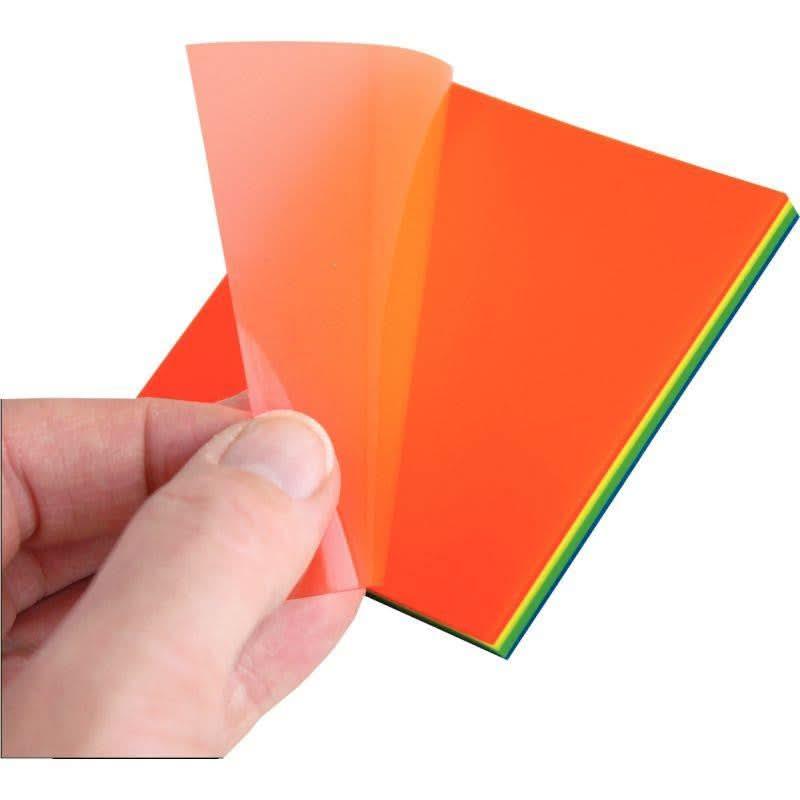 Bloc de 100 notes repositionnables transparentes 75 x 75 mm coloris fluo assortis - Ma Rentrée Facile