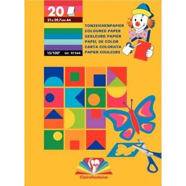 Bloc de 20 feuilles de papier couleur 21x29,7 cm 120 g 10 teintes vives assorties - Ma Rentrée Facile