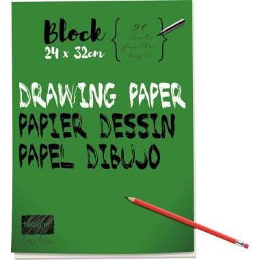 Bloc de 40 pages de papier dessin blanc 160 g format 24x32 cm - Ma Rentrée Facile