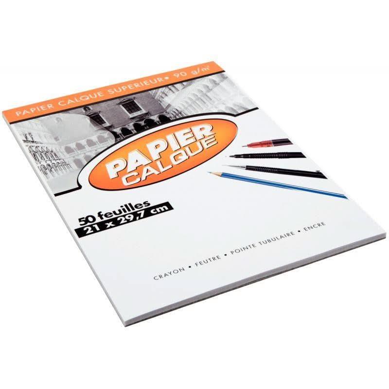 Bloc de 50 feuilles de papier calque uni, 90g, 21x29,7 cm EXCELLENCE - Ma Rentrée Facile