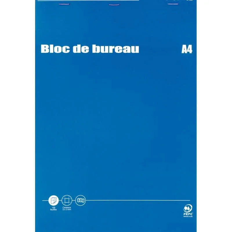 Bloc de bureau, A4, 100 feuilles 60g, 5x5 - Ma Rentrée Facile