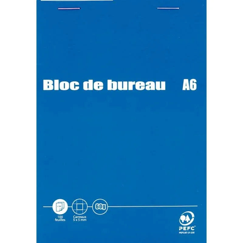 Bloc de bureau, A6, 100 feuilles 60g, 5x5 - Ma Rentrée Facile