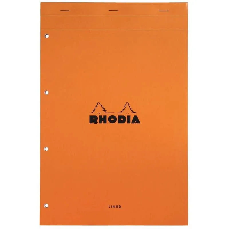 Bloc de bureau RHODIA, A4+, 80 feuilles blanc détachables et perforées, ligné 7 mm, 80g - Ma Rentrée Facile