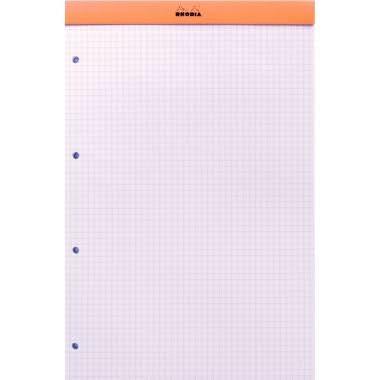 Bloc de bureau RHODIA, A4+, 80 feuilles blanc détachables et perforées 4 trous, 5x5 - Ma Rentrée Facile