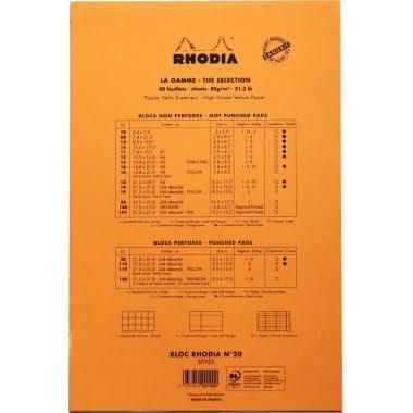 Bloc de bureau RHODIA A4+, 80 feuilles perforées 4 trous et détachables, séyès, uni blanc 80g - Ma Rentrée Facile