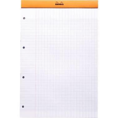 Bloc de bureau RHODIA A4+, 80 feuilles perforées 4 trous et détachables, séyès, uni blanc 80g - Ma Rentrée Facile