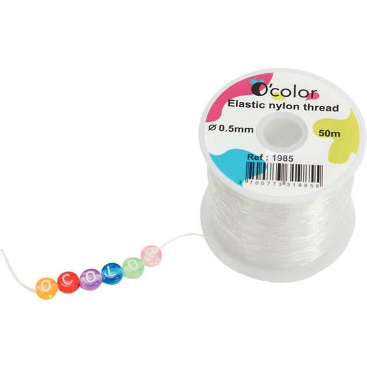 Bobine 50m fil nylon élastique transparent diamètre 0.50mm - Ma Rentrée Facile