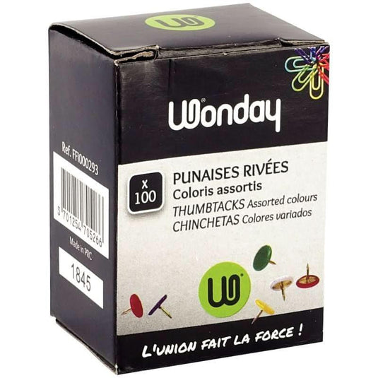 Boite de 100 punaises tête couleur - Ma Rentrée Facile