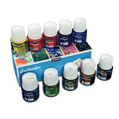 10 flacons 45 ml de peinture textile Setacolor Pebéo, tissus clairs - Ma Rentrée Facile