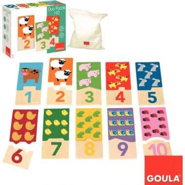 Boite de 10 puzzles duo en bois, de 1 à 10 - Ma Rentrée Facile