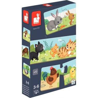Boite de 10 puzzles Trionimo, les animaux de la ferme JANOD - Ma Rentrée Facile