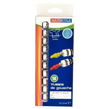 Boîte de 10 tubes 10ml de gouache en pâte MAJUSCULE, couleurs assorties - Ma Rentrée Facile