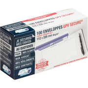 Paquet de 100 enveloppes blanches, 112x225mm, 90g, bande siliconée, Secure, GPV - Ma Rentrée Facile