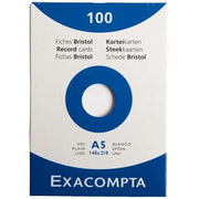100 fiches bristol non perforées, 14,8 x 21 cm, uni blanc EXACOMPTA - Ma Rentrée Facile