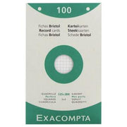 100 fiches bristol perforées 12,5 x 20 cm blanc quadrillé 5x5, EXACOMPTA - Ma Rentrée Facile