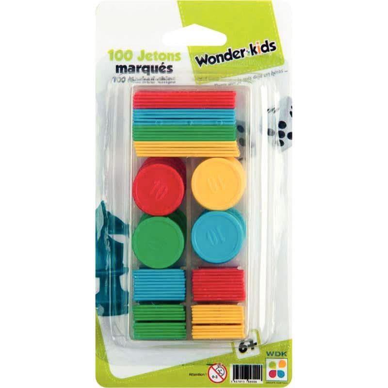 Boite de 100 jetons marqués - Ma Rentrée Facile