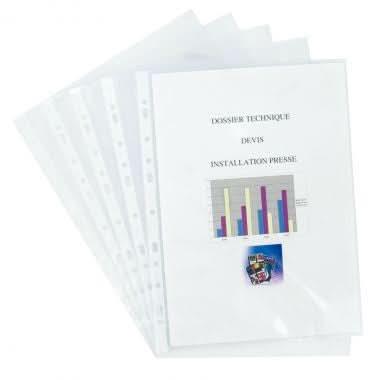 100 pochettes plastiques perforées 12/100ème 21x29,7 aspect lisse - Ma Rentrée Facile