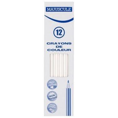 Boîte de 12 crayons de couleur Majuscule blanc - Ma Rentrée Facile