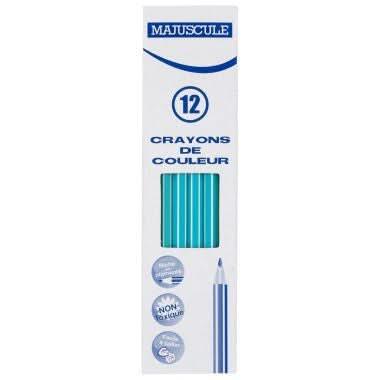 Boîte de 12 crayons de couleur Majuscule bleu clair - Ma Rentrée Facile