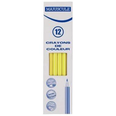 Boîte de 12 crayons de couleur Majuscule jaune - Ma Rentrée Facile