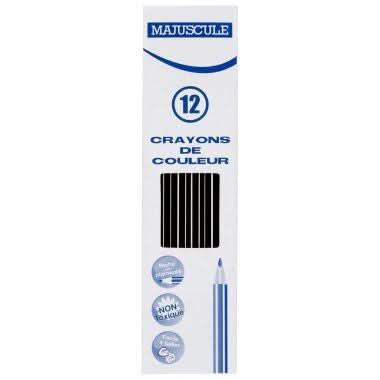 Boîte de 12 crayons de couleur Majuscule noir - Ma Rentrée Facile
