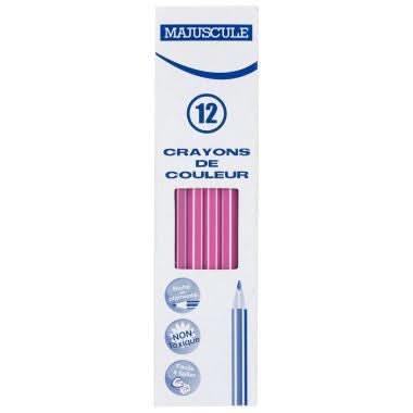 Boîte de 12 crayons de couleur Majuscule rose - Ma Rentrée Facile