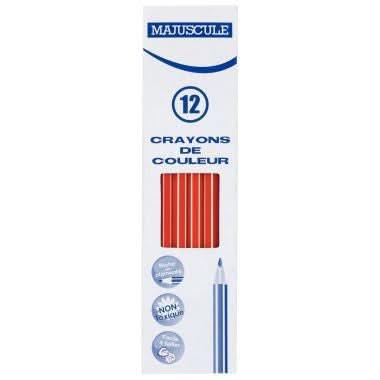 Boîte de 12 crayons de couleur Majuscule rouge - Ma Rentrée Facile