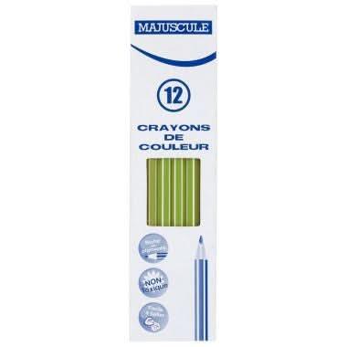 Boîte de 12 crayons de couleur Majuscule vert clair - Ma Rentrée Facile